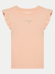Guess T-Shirt K5RI26 K6YW4 Koralowy Regular Fit. Pomarańczowe koszulki dziewczęce Guess, z aplikacjami, z bawełny, bez ramiączek. Za 119.99 zł.