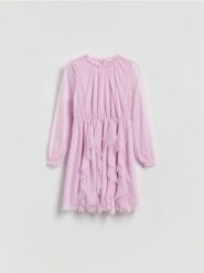 Tiulowa sukienka - fioletowy. Fioletowe sukienki dziewczęce Reserved, bez wzorów, z tiulu, bez ramiączek. Za 99.99 zł.