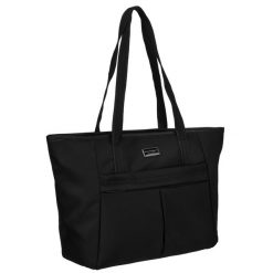 Shopper damska Peterson PTN CTY-08 czarna. Czarne shopper bag damskie Peterson, bez wzorów, ze skóry ekologicznej, bez dodatków. Za 89.99 zł.