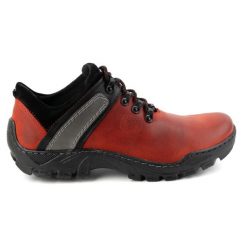 Olivier Skórzane buty trekkingowe męskie 311GT czerwone. Czerwone buty trekkingowe męskie ze skóry, bez zapięcia, trekkingowe. Za 351.82 zł.