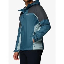 Kurtka przeciwdeszczowa męska Columbia Inner Limits III Jacket. Niebieskie kurtki męskie Columbia, m, bez wzorów, sportowe, bez kaptura. Za 472.99 zł.