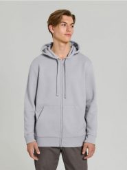 Rozpinana bluza z kapturem i kieszeniami - szary. Szare bluzy z kapturem męskie Sinsay, l. Za 49.99 zł.
