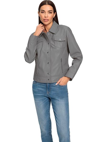 Heine Skórzana kurtka w kolorze szarym rozmiar: 48. Szare kurtki damskie Heine, bez wzorów, ze skóry, bez kaptura. Za 390.95 zł.