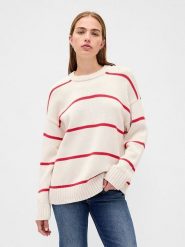 GAP Sweter w kolorze kremowo-czerwonym rozmiar: XXL. Brązowe swetry klasyczne damskie GAP, xxl, z bawełny, bez kołnierzyka. Za 100.99 zł.