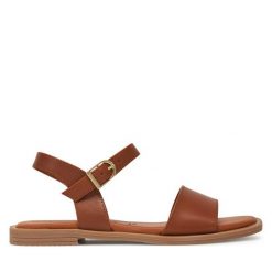 Sandały Tamaris. Brązowe sandały damskie Tamaris, bez wzorów, bez obcasa, na płaskiej podeszwie. Za 249.99 zł.