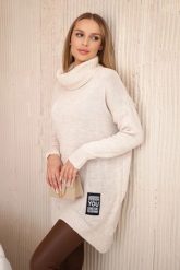 Sweter z golfem beżowy. Brązowe golfy damskie KESI, l, bez wzorów, z elastanu, bez ramiączek. Za 175.65 zł.