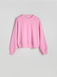 Bawełniana bluza - pastelowy róż. Czerwone bluzy bez kaptura damskie Reserved, l, z bawełny. W wyprzedaży za 59.99 zł.