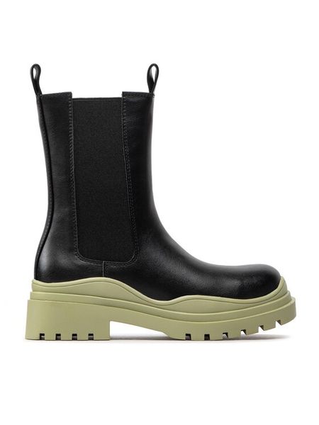 DeeZee Sztyblety ZAL90152-1 Czarny. Czarne botki damskie DeeZee, ze skóry, bez obcasa, na płaskiej podeszwie, bez zapięcia. Za 129.99 zł.