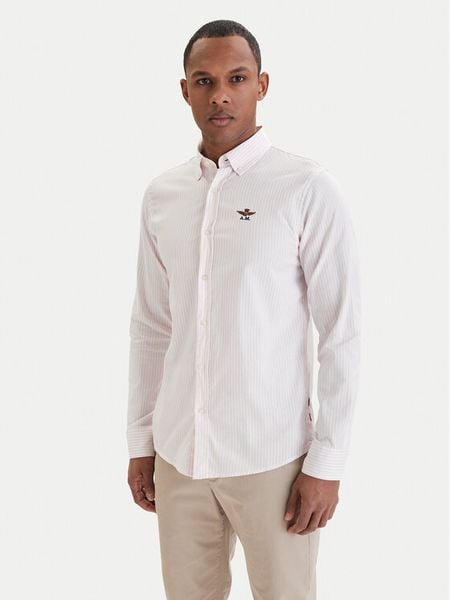 Aeronautica Militare Koszula 261CA1320UCT03532 Różowy Regular Fit. Czerwone koszule męskie AERONAUTICA MILITARE, m, bez wzorów, z bawełny, bez kołnierzyka, bez ramiączek. Za 399.99 zł.