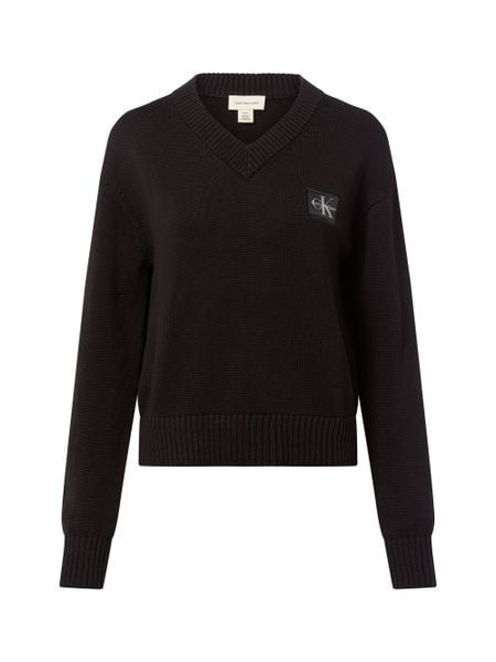 Calvin Klein Jeans Sweter Kobiety Bawełna czarny, XS. Czarne swetry klasyczne damskie Calvin Klein Jeans, xs, z bawełny, bez kołnierzyka. Za 279.95 zł.