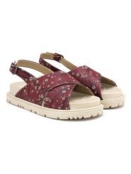 Goby Skórzane sandały w kolorze beżowo-ciemnoczerwonym rozmiar: 36. Brązowe sandały damskie Goby, bez wzorów, bez obcasa. Za 152.99 zł.