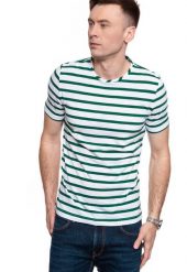 MĘSKI T-SHIRT MUSTANG ALEX C Y/D STRIPES 1009045 11572. T-shirty męskie Mustang, m, bez wzorów, bez kołnierzyka. W wyprzedaży za 39.99 zł.