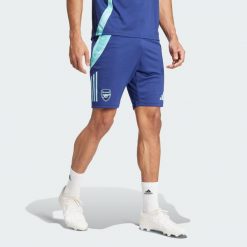 Szorty Arsenal Tiro 24 Training. Niebieskie szorty męskie Adidas, z materiału, bez kołnierzyka. W wyprzedaży za 163.00 zł.