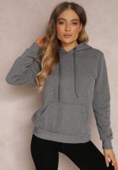 Ciemnoszara Bluza Basic z Kapturem Corbetes. Szare bluzy z kapturem damskie Renee, xl, z dresówki. Za 44.99 zł.