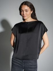 OPUS Bluzka w kolorze czarnym rozmiar: 38. Czarne bluzki damskie Opus, bez wzorów, z satyny, bez kołnierzyka, bez ramiączek. Za 135.17 zł.