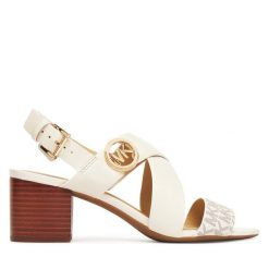 Sandały MICHAEL Michael Kors. Białe sandały damskie MICHAEL Michael Kors, bez wzorów, bez obcasa, na słupku. Za 549.99 zł.