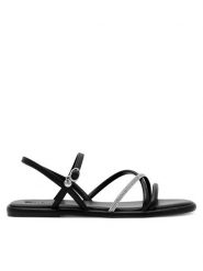 Nine West Sandały 123AL1740-1 Czarny. Czarne sandały damskie Nine West, bez wzorów, z syntetyku, bez obcasa, na płaskiej podeszwie. Za 131.99 zł.