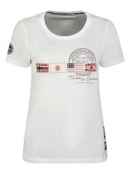 Geographical Norway Koszulka "Jorama" w kolorze białym rozmiar: L. Białe bluzki damskie Geographical Norway, l, bez wzorów, z bawełny, bez kołnierzyka, bez ramiączek. Za 52.67 zł.