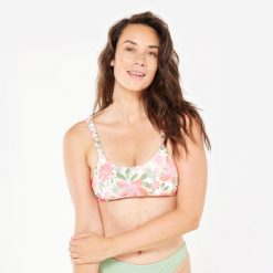 Góra kostiumu kąpielowego surfingowego damska Roxy Heyly. Brązowe bikini damskie Roxy, bez wzorów. Za 159.99 zł.