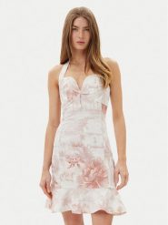 Guess Sukienka letnia W5GK40D5NC1 Biały Slim Fit. Białe sukienki damskie Guess, na lato, m, z aplikacjami, z bawełny, bez kołnierzyka, bez ramiączek. Za 549.99 zł.
