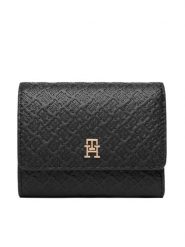 Tommy Hilfiger Portfel Th Icon Trifold Mono AW0AW18484 Czarny. Czarne portfele damskie Tommy Hilfiger, bez wzorów, ze skóry. Za 289.99 zł.