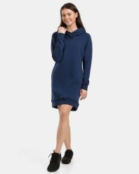 Długa bluza z kapturem Kilpi HEYDEN-W. Niebieskie bluzy z kapturem damskie Kilpi, z bawełny. Za 422.05 zł.