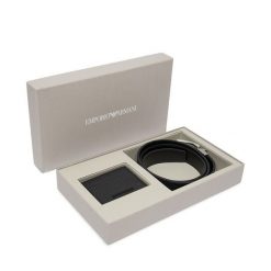 Pasek Emporio Armani. Czarne paski męskie Emporio Armani, bez wzorów. Za 989.99 zł.