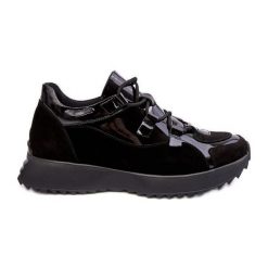 Skórzane Lakierowane Buty Sportowe Damskie M01/2 Zazoo Czarne. Czarne buty sportowe na co dzień damskie bez wzorów, z lakierowanej skóry. Za 508.41 zł.