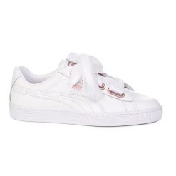 PUMA Basket Heart Leather Wns ZLN 0354 – Białe skórzane trampki. Białe trampki i tenisówki męskie Puma, bez wzorów, bez zapięcia. Za 266.99 zł.