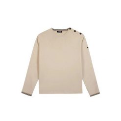 Sweter z okrągłym dekoltem TBS Loran. Białe swetry męskie Tbs, na lato, l, bez wzorów, z dzianiny, bez kołnierzyka. Za 307.70 zł.