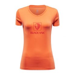 Koszulka turystyczna damska Blackyak SENEPOL LOGO z krótkim rękawem. Brązowe bluzki damskie BLACK YAK, s, bez wzorów, sportowe, bez kołnierzyka, bez ramiączek. Za 89.99 zł.