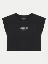 Guess T-Shirt J4BI34 J1314 Czarny Boxy Fit. Czarne koszulki dziewczęce Guess, z aplikacjami, z bawełny, bez ramiączek. Za 69.99 zł.