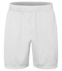 Clique Basic Active Shorts – szorty unisex z 100% spun dyed poliestru. Białe szorty męskie CLIQUE, bez wzorów, z dzianiny. Za 101.37 zł.