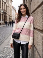 Sweter z domieszką wełny i alpaki - różowy. Czerwone swetry klasyczne damskie Sinsay, l, z wełny, bez kołnierzyka. Za 59.99 zł.