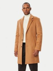 Tommy Hilfiger Płaszcz wełniany MW0MW40768 Brązowy jasny Regular Fit. Brązowe płaszcze męskie Tommy Hilfiger, na zimę, l, bez wzorów, z wełny. Za 1,699.00 zł.
