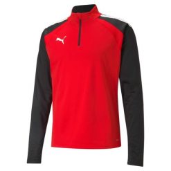 Bluza piłkarska PUMA Teamliga 1/4 Zip Top. Czarne bluzy sportowe męskie Puma, bez wzorów, sportowe, bez kołnierzyka, bez ramiączek. W wyprzedaży za 98.00 zł.