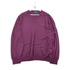 Second life - Sweter męski z wełny Bordeaux - Jak nowy. Czerwone swetry męskie Ralph Lauren, l, bez wzorów, z wełny, bez kołnierzyka. Za 255.56 zł.