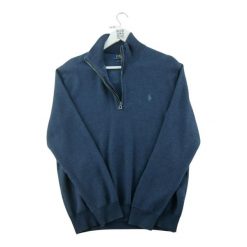 Second life - Sweter męski Pima Cotton z suwakiem do ćwiartki - Jak nowy. Niebieskie swetry męskie Ralph Lauren, l, bez wzorów, z bawełny, bez kołnierzyka. Za 256.96 zł.