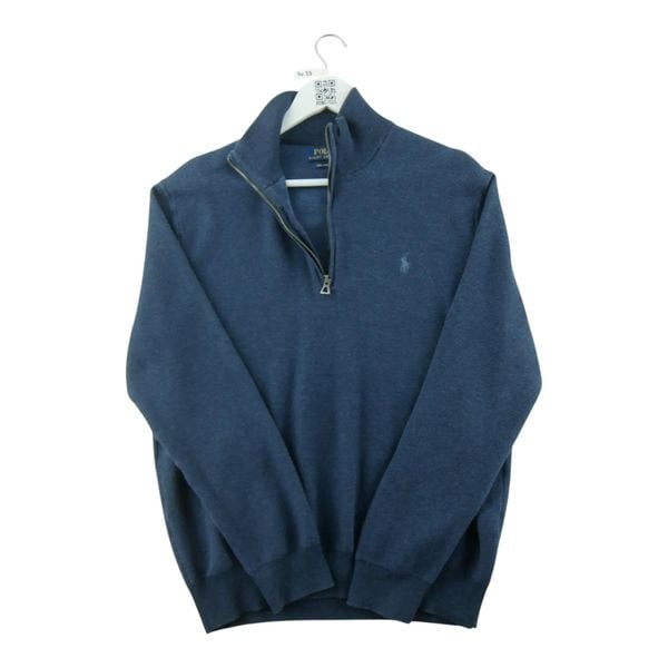 Second life - Sweter męski Pima Cotton z suwakiem do ćwiartki - Jak nowy. Niebieskie swetry męskie Ralph Lauren, l, bez wzorów, z bawełny, bez kołnierzyka. Za 256.96 zł.