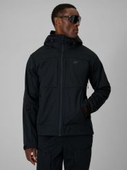 4F Kurtka softshell wiatroodporna membrana 8000 męska - czarna M. Czarne kurtki męskie 4f, l, bez wzorów, z materiału, bez kaptura. Za 499.99 zł.