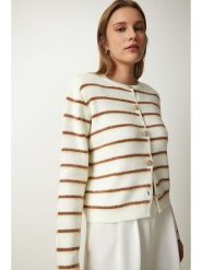 Happiness Istanbul Kardigan w kolorze kremowo-jasnobrązowym rozmiar: onesize. Brązowe kardigany damskie Happiness Istanbul, bez wzorów, ze splotem. Za 139.54 zł.