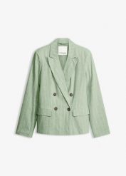 Żakiet z domieszką lnu. Zielone marynarki i żakiety damskie bonprix, bez wzorów, eleganckie. Za 104.99 zł.