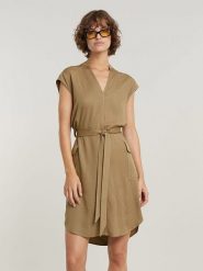 G-Star Sukienka w kolorze jasnobrązowym rozmiar: L. Brązowe sukienki damskie G-Star, l, bez wzorów, z bawełny, retro, bez kołnierzyka, bez ramiączek, mini. Za 126.75 zł.