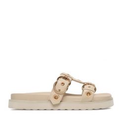 Klapki MEXX. Brązowe klapki damskie Mexx, bez wzorów, bez obcasa. Za 169.99 zł.