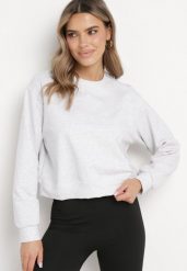 Jasnoszara Bawełniana Bluza Oversize o Krótszym Kroju Vesperana. Szare bluzy bez kaptura damskie Born2be, l, z bawełny. Za 99.99 zł.