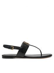 Tory Burch Sandały Eleanor 157967 Czarny. Czarne sandały damskie Tory Burch, bez wzorów, ze skóry, bez obcasa, na płaskiej podeszwie. Za 819.99 zł.