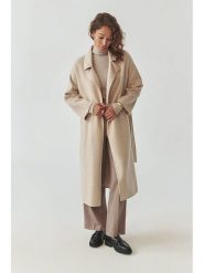 TATUUM Wełniany płaszcz w kolorze beżowym rozmiar: XL. Brązowe płaszcze damskie Tatuum, xl, bez wzorów, z tkaniny. Za 459.04 zł.