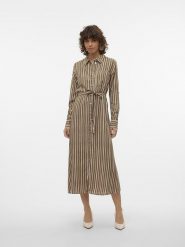 Vero Moda Sukienka "Ilisa" w kolorze oliwkowo-białym rozmiar: XS. Białe sukienki damskie Vero Moda, xs, bez wzorów, z tkaniny, bez kołnierzyka, bez ramiączek, maxi. Za 70.08 zł.