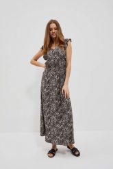Sukienka maxi ciemnbrązowa. Sukienki damskie MOODO, l, bez wzorów, z wiskozy, bez kołnierzyka, bez ramiączek, maxi. W wyprzedaży za 79.99 zł.