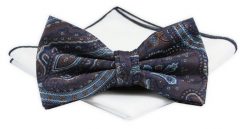 ZESTAW - Mucha z Poszetką Chattier - Brązowa we Wzory. Brązowe krawaty i muchy męskie Chattier, bez wzorów, eleganckie. Za 59.00 zł.